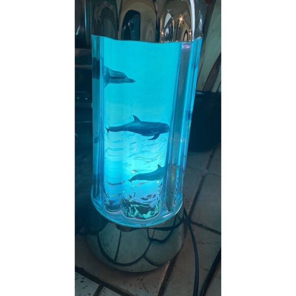 Vintage Dolphin Rotating Motion Lamp Light Spencer Gifts 1990s In Orig Box Works - Picture 12 of 12